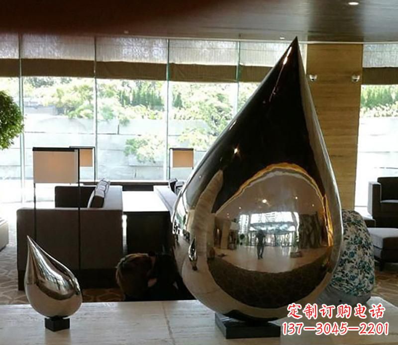 温州公园不锈钢水滴球景观雕塑