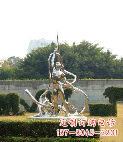温州跳丝带魅力少女铜雕