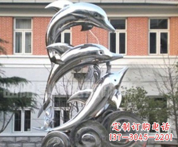 温州跳跃海豚海浪不锈钢雕塑