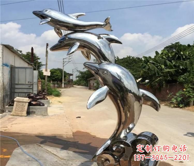 温州冲浪海豚不锈钢雕塑