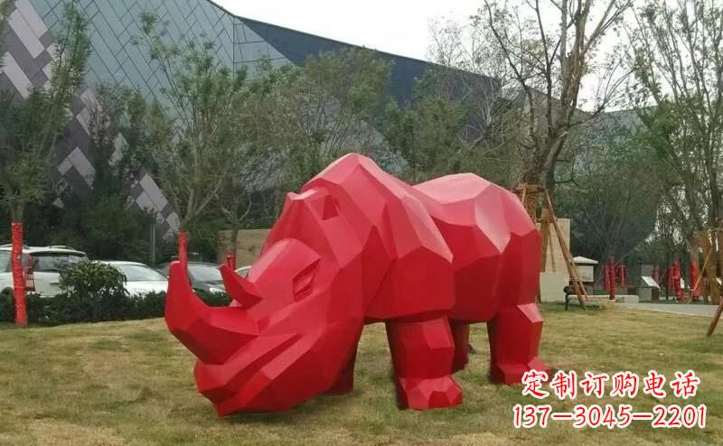 温州公园不锈钢犀牛雕塑