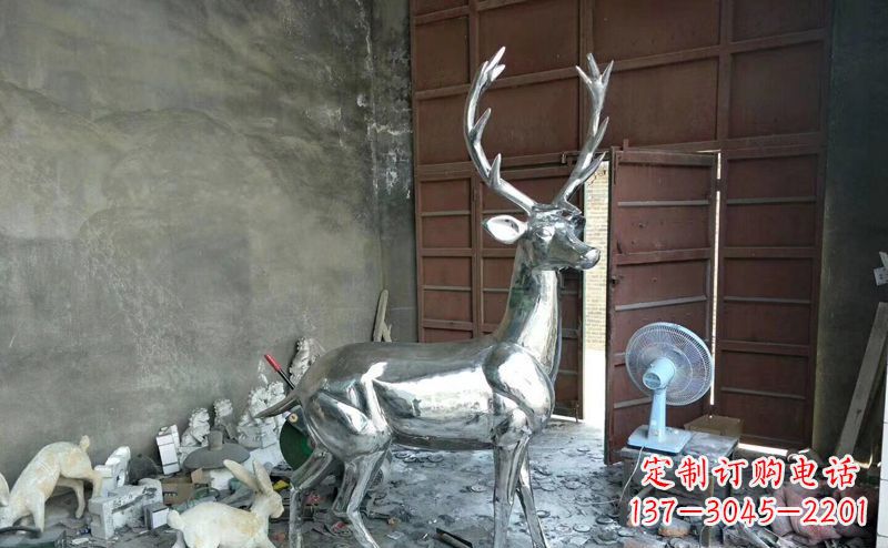 温州公园不锈钢驯鹿摆件雕塑