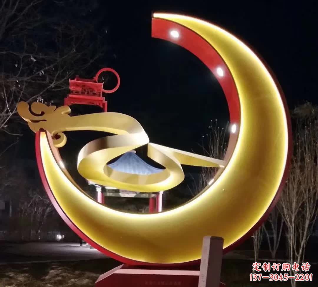 温州精致不锈钢月亮雕塑