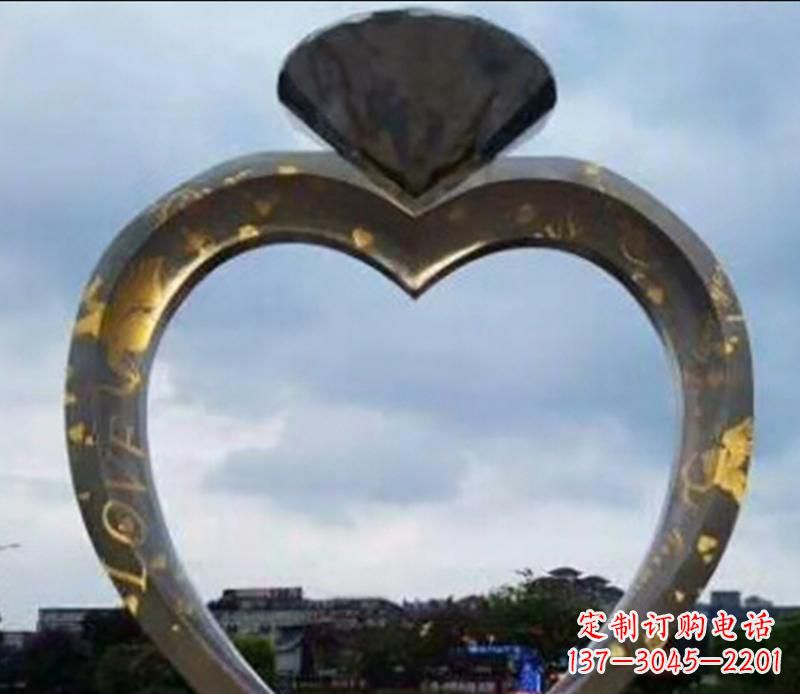 温州公园不锈钢钻石戒指景观雕塑