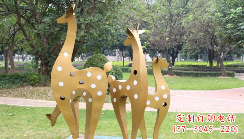 温州彩色不锈钢梅花鹿雕塑