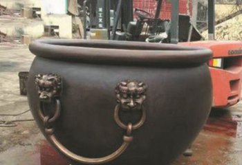 温州非凡形态的铜雕狮子头水缸