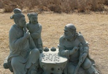 温州公园八仙下棋小品铜雕