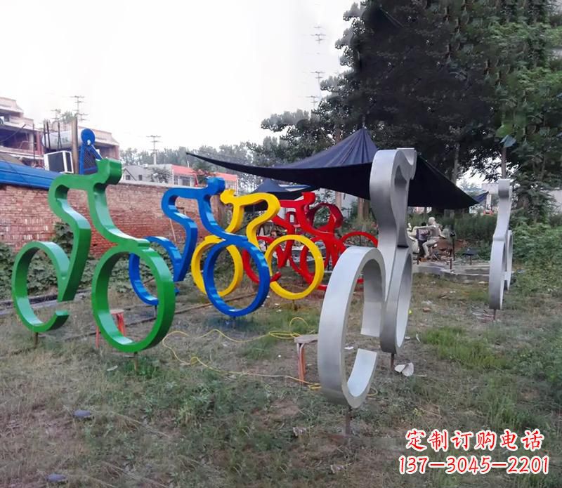 温州抽象不锈钢自行车雕塑