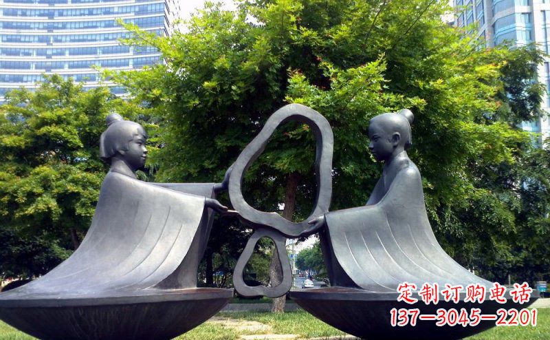 温州公园抽象孔融让梨景观铜雕