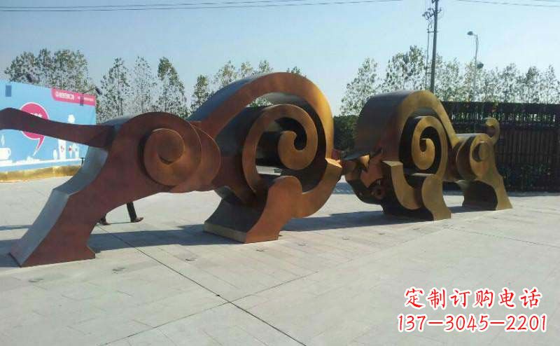温州公园抽象牛动物铜雕