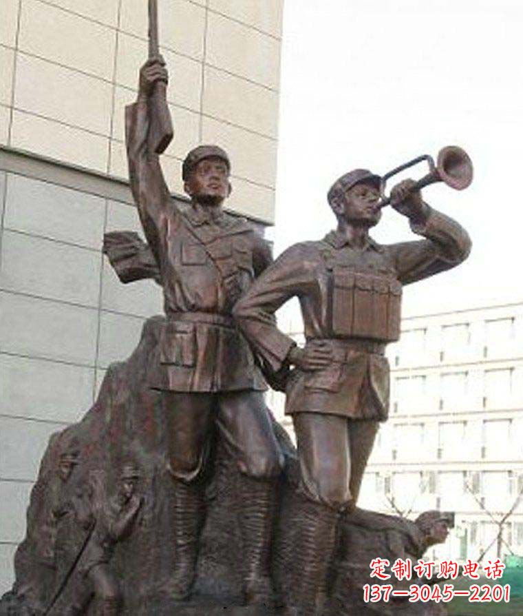 温州革命精神熠熠冲锋号铜雕