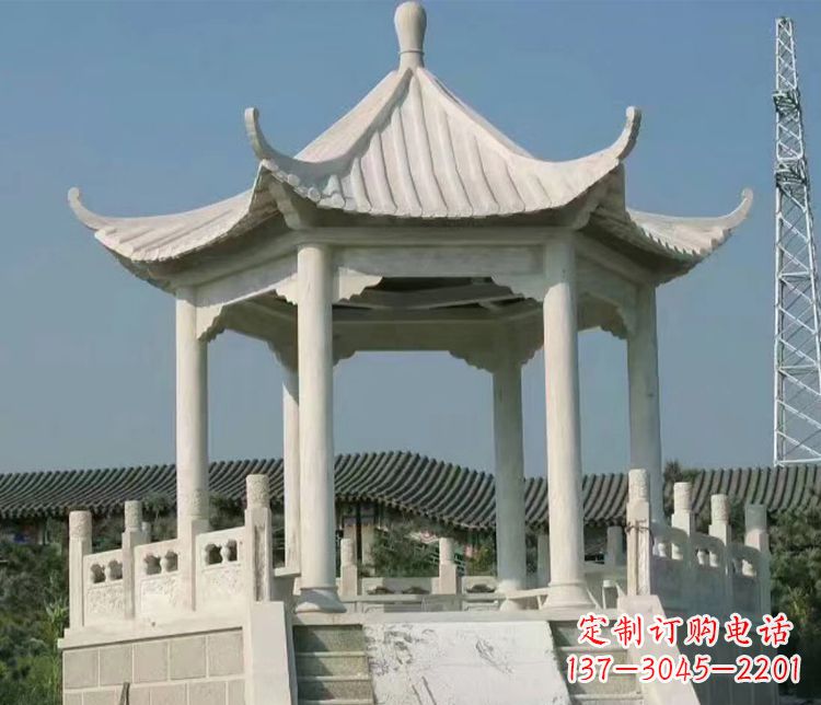 温州极具视觉冲击力的大理石六角石凉亭雕塑