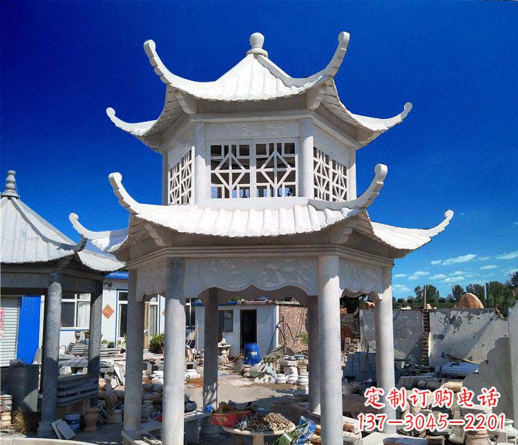 温州大理石双层凉亭雕塑