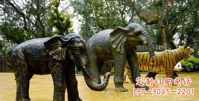 温州公园大象动物铜雕_1