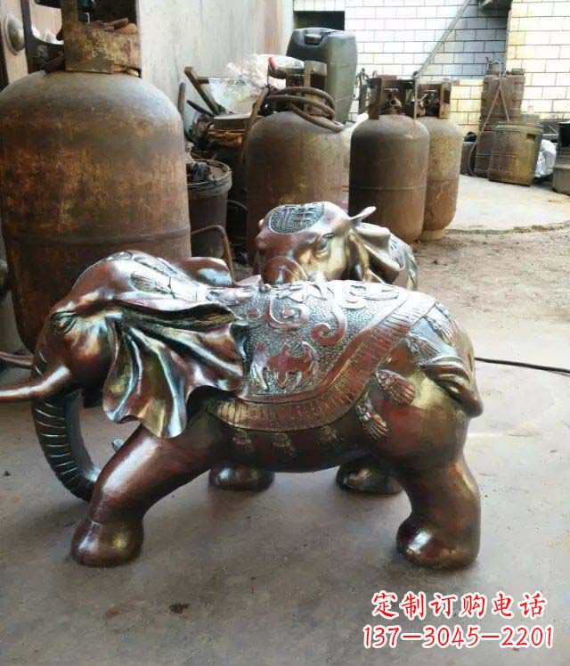 温州 精美的铜质大象招财雕塑