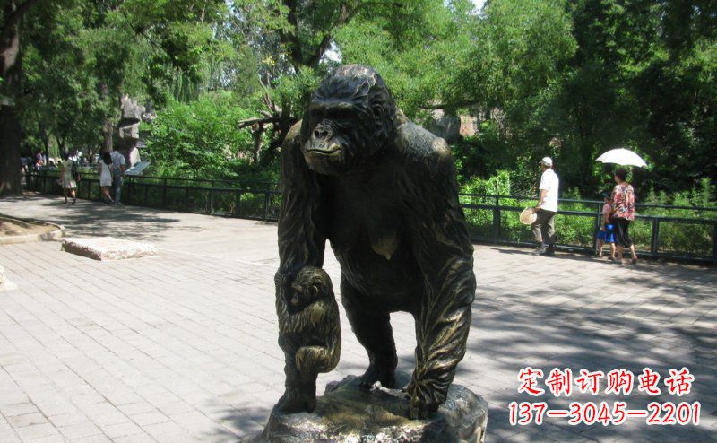 温州公园大猩猩动物铜雕 (2)