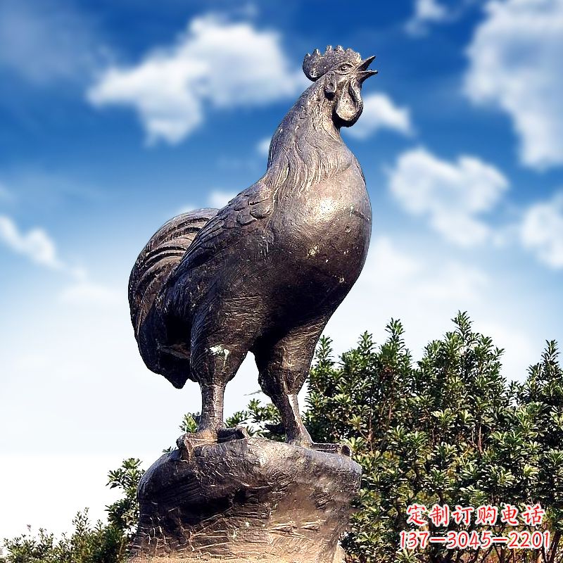温州威风凛凛的大型铸铜酉鸡雕塑