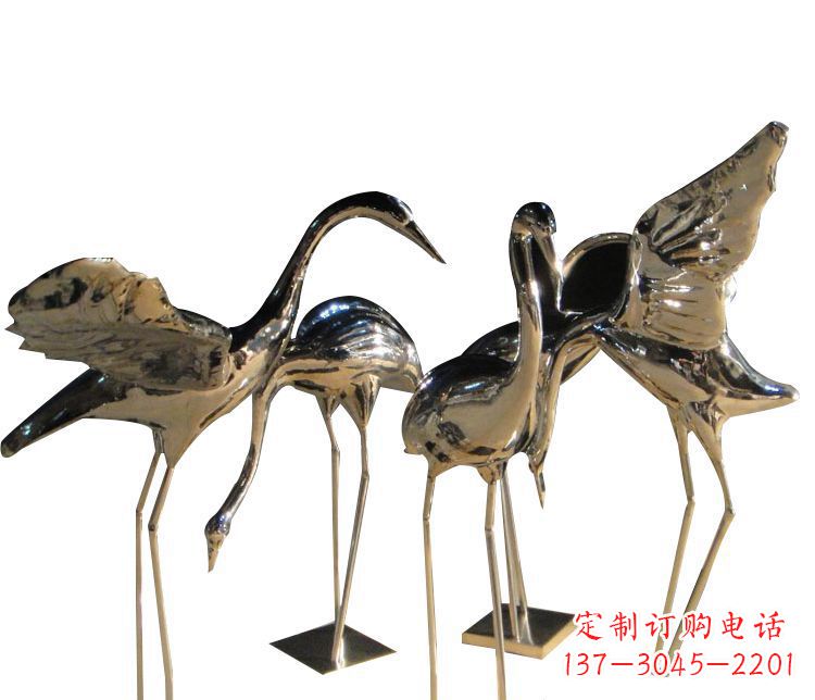 温州三角中国领雕塑不锈钢仙鹤雕塑