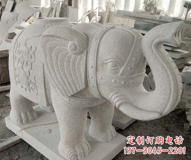 温州公园动物大理石大象石雕 (3)