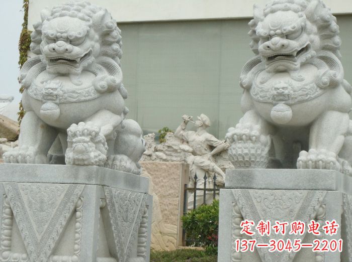 温州高端大理石狮子石雕