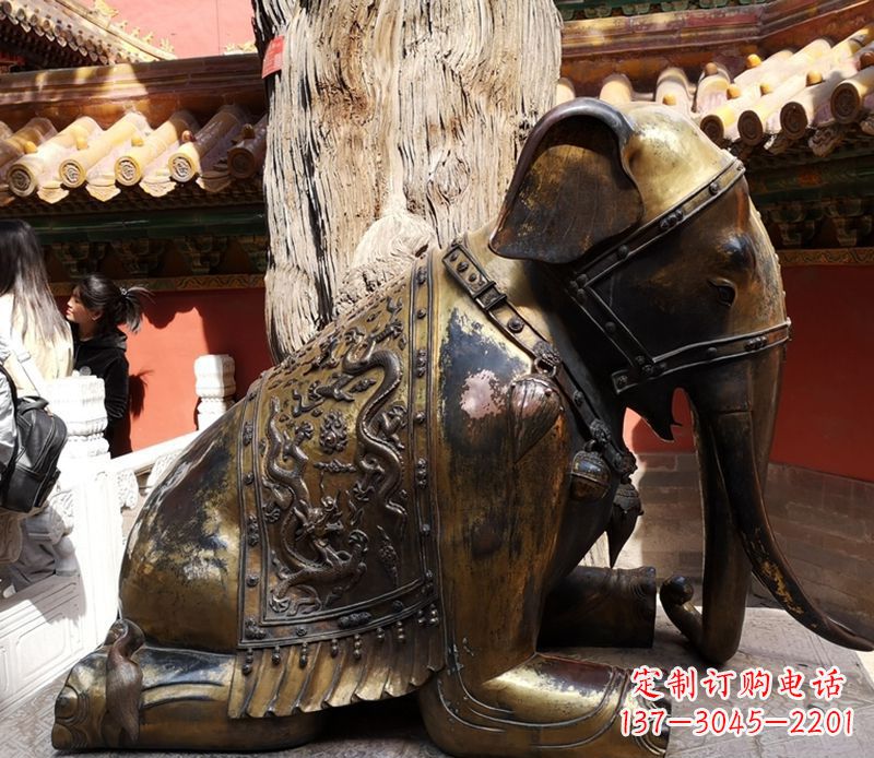 温州公园动物大象铜雕