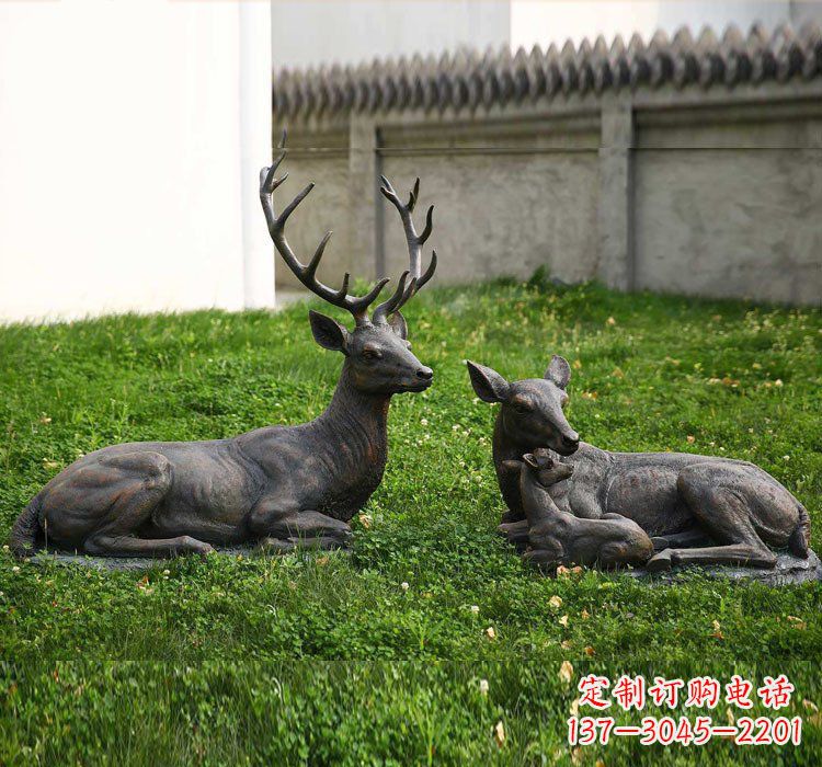 温州公园动物梅花鹿铜雕222
