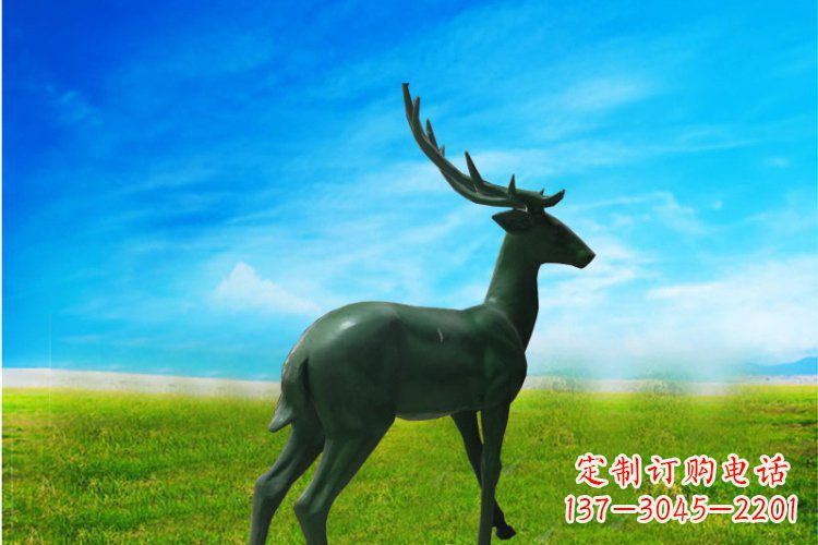 温州公园动物梅花鹿铜雕