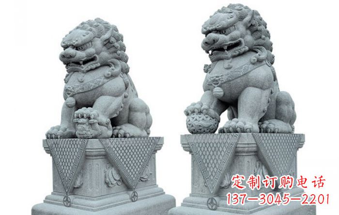 温州公园动物青石狮子石雕