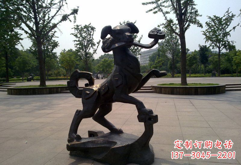 温州公园动物如意小狗铜雕