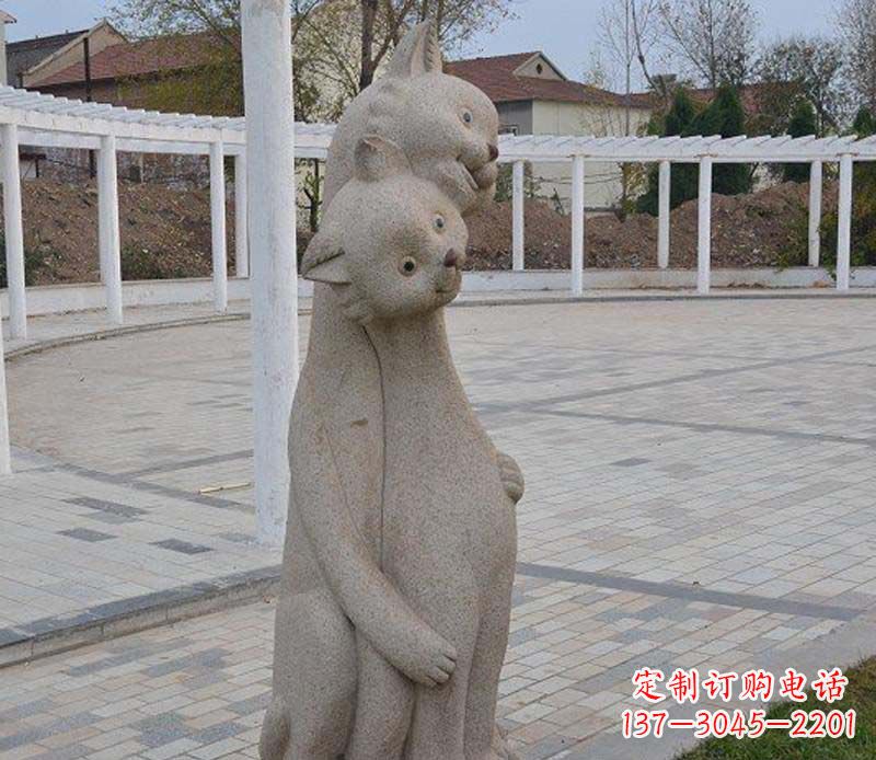 温州精美小猫石雕,让您的公园更加美丽