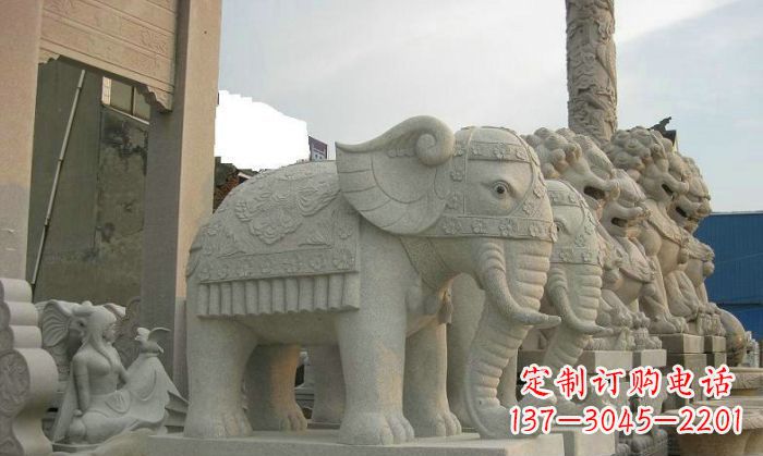温州公园动物招财大象石雕 (2)