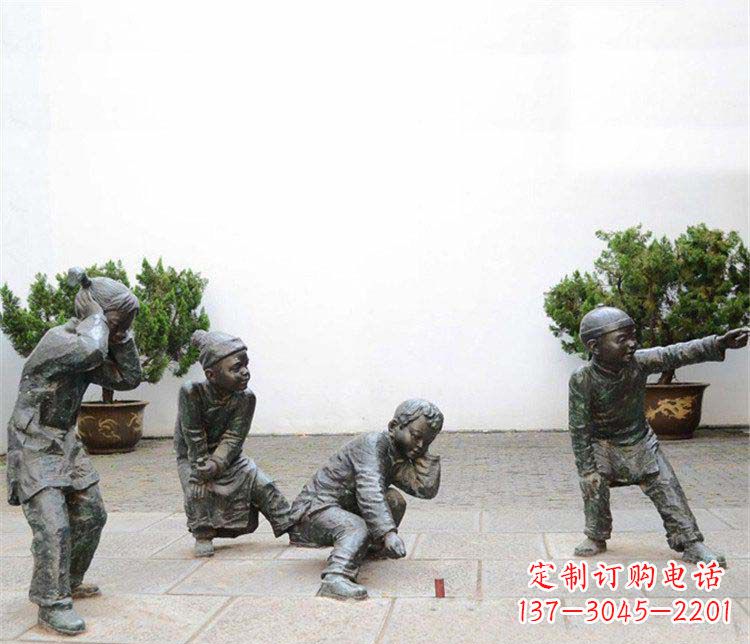 温州公园放鞭炮的小孩小品铜雕