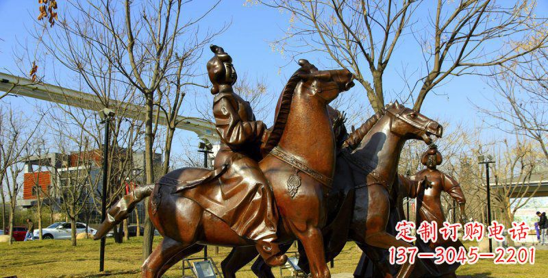 温州公园古代女人骑马景观铜雕