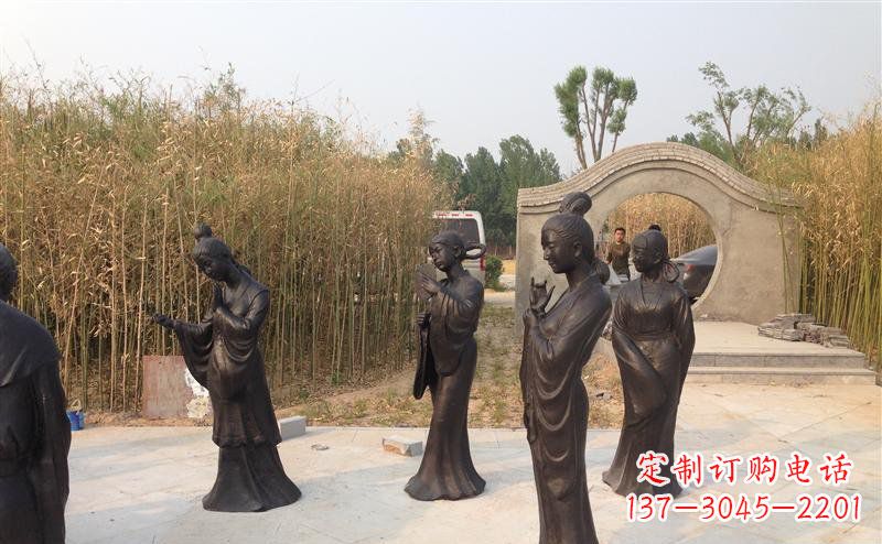 温州公园古代女人人物铜雕