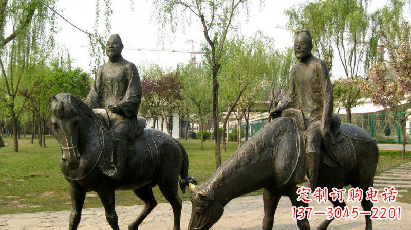 温州公园古人骑马人物铜雕