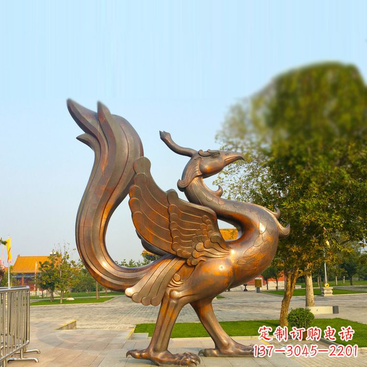温州公园广场四灵之朱雀纯铜铸造雕塑