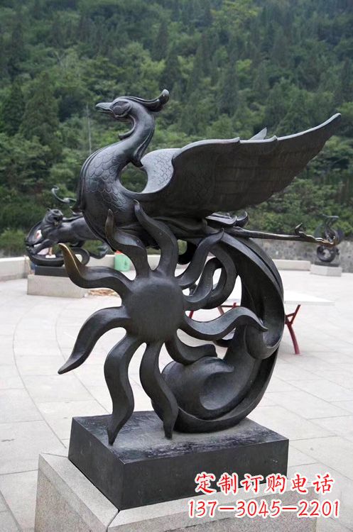 温州公园广场天之四灵朱雀神鸟铜雕摆件