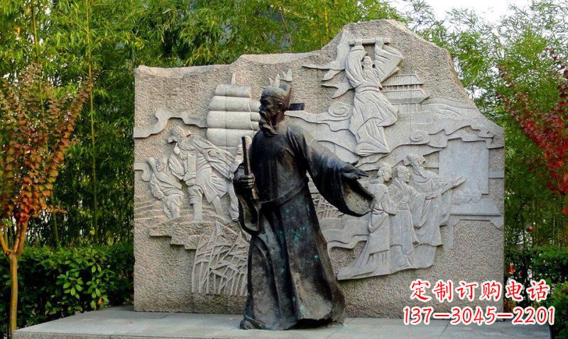 温州海瑞古代名人铜雕领雕塑定制
