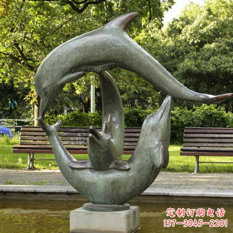 温州公园海豚水景景观铜雕喷泉