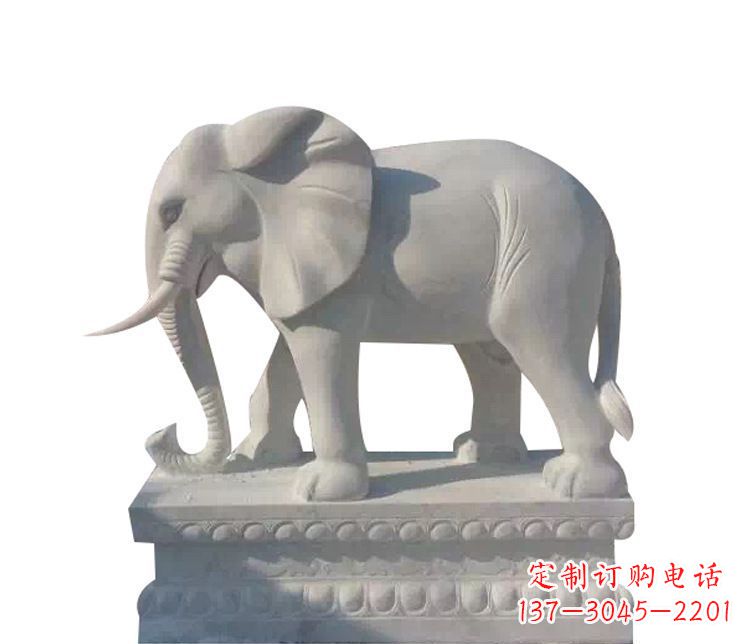 温州公园汉白玉大象动物石雕