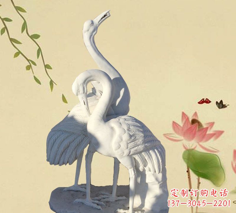 温州公园汉白玉仙鹤石雕