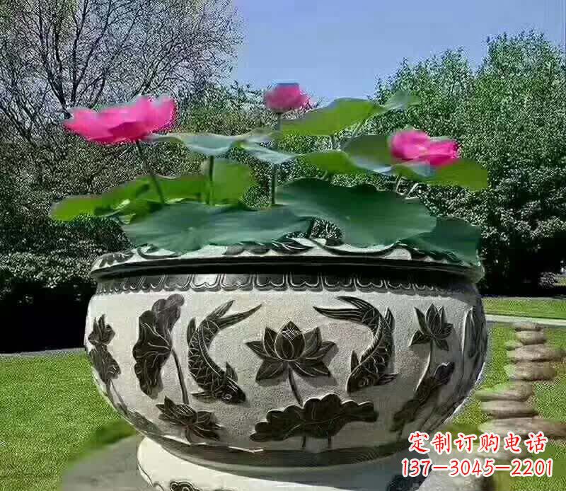 温州唯美鲤鱼水缸雕塑