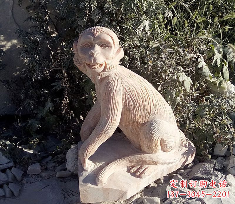 温州公园猴子石雕晚霞红动物雕塑