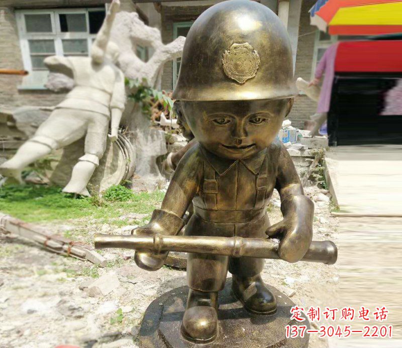 温州公园景观摆件小小交通警察铜雕