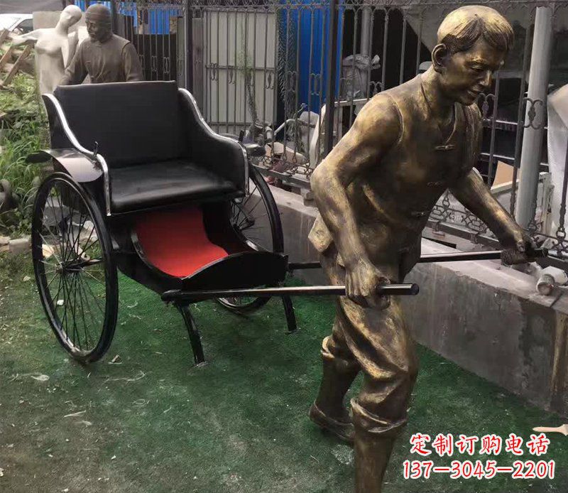 温州精美铜雕车夫人物雕塑