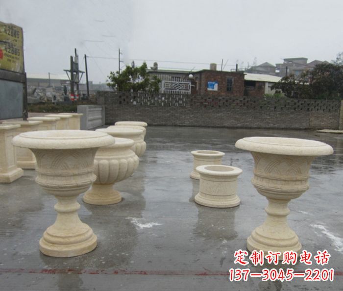 温州完美绽放——大理石花盆石雕