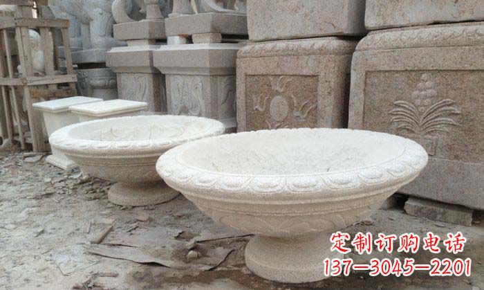 温州细腻雅致的大理石花盆石雕