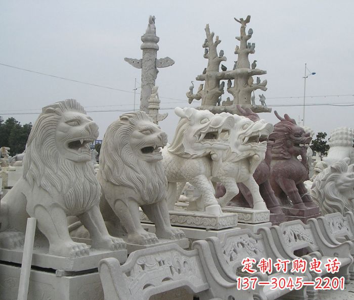 温州新中式金色狮子雕塑
