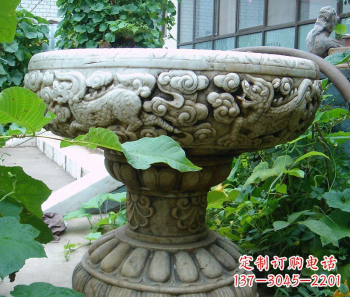 温州仿古花盆石雕艺术品