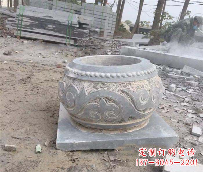 温州公园景观仿古石雕水缸